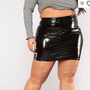 Fashion nova Black Latex Mini Plus Sized skirt